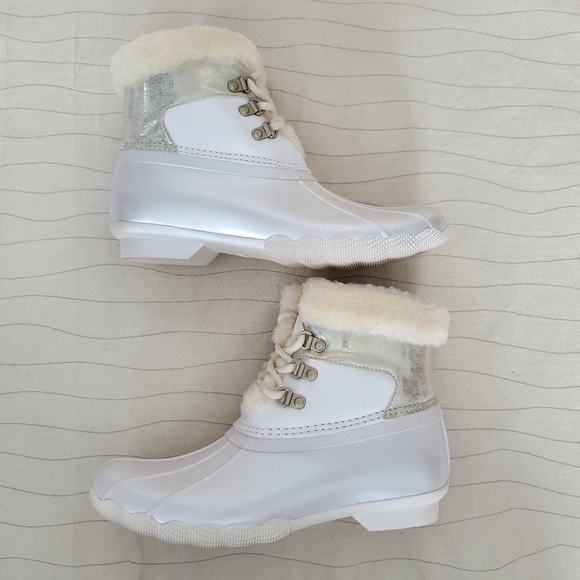Sperry Youth Girls Alpine Saltwater Pearlized Ivory Duck Boots STK166415 Sz 6M - Picture 10 of 12
